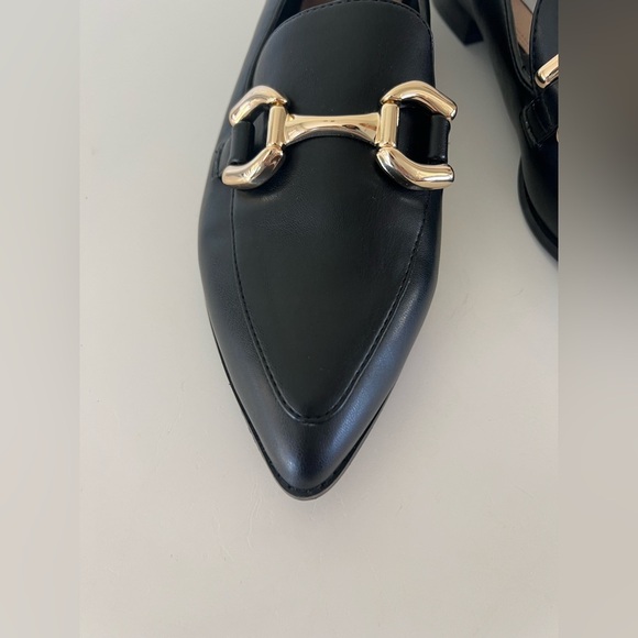 Steven By Steve Madden New York Verta Black Gold Bit Pointed Toe Flats Size 9 - Picture 4 of 13